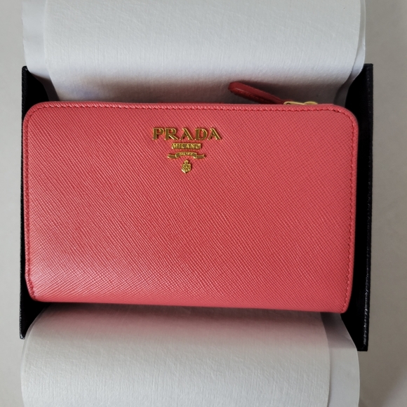 Prada, Bags, Prada Leather Pink Wallet Authentic